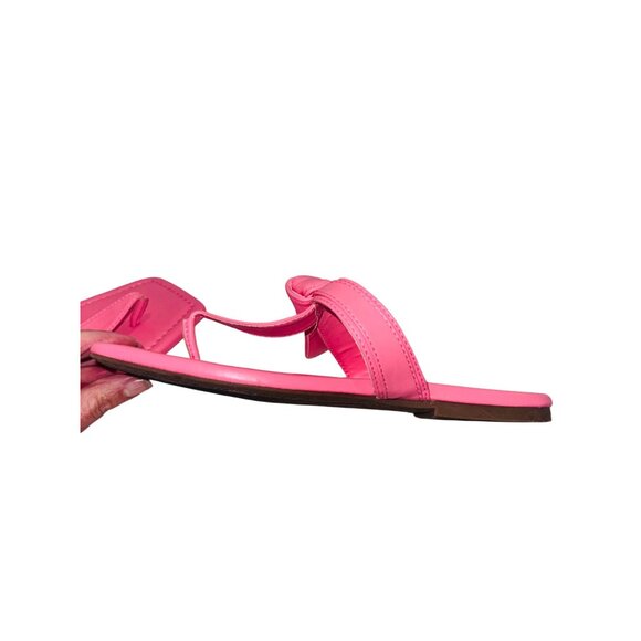 Sam & Libby Pink Square Toe Bow Sandals Size 8 Barbiecore Feminine Travel Preppy - Picture 8 of 10
